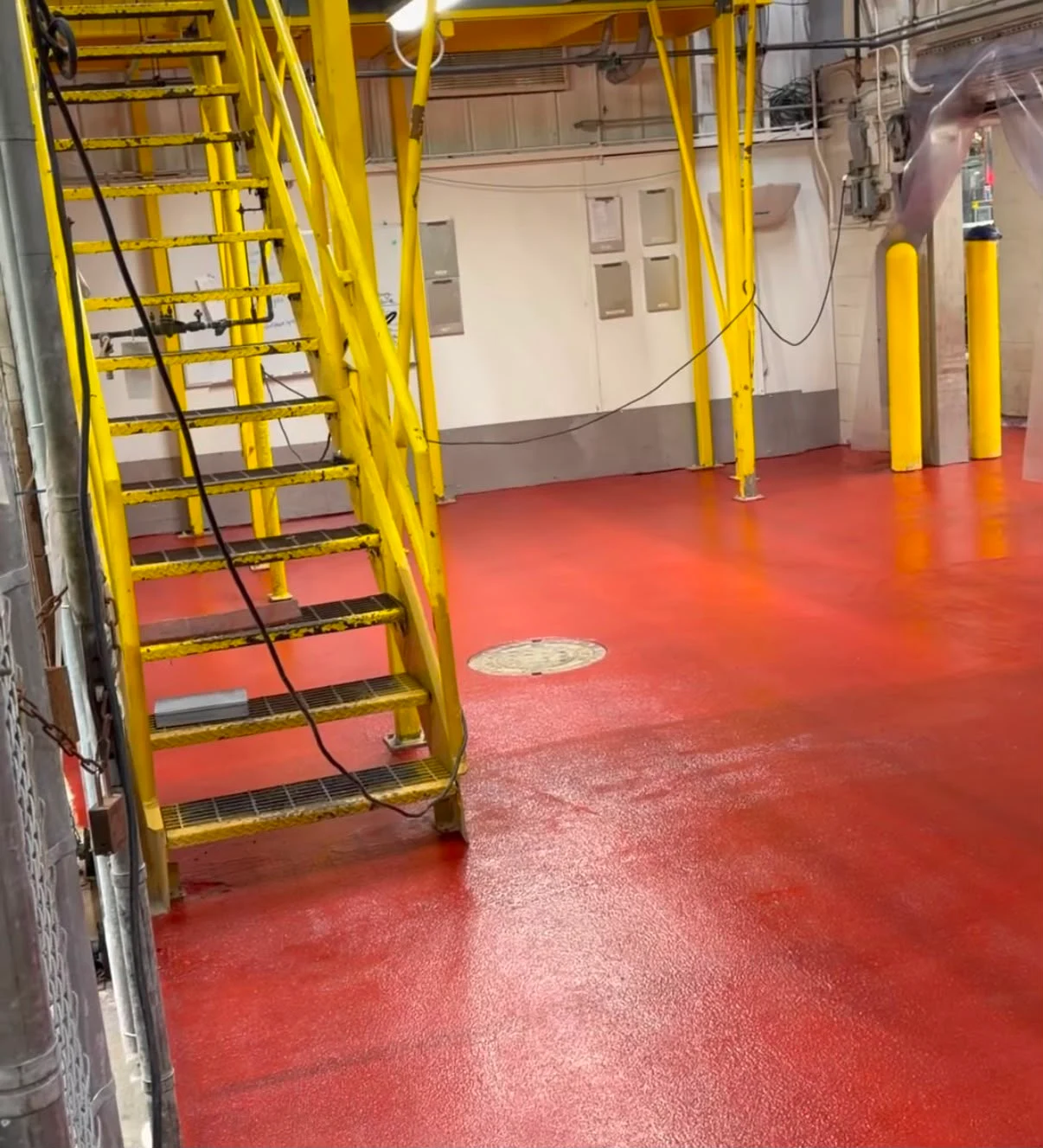 Urethane cement around process equipment